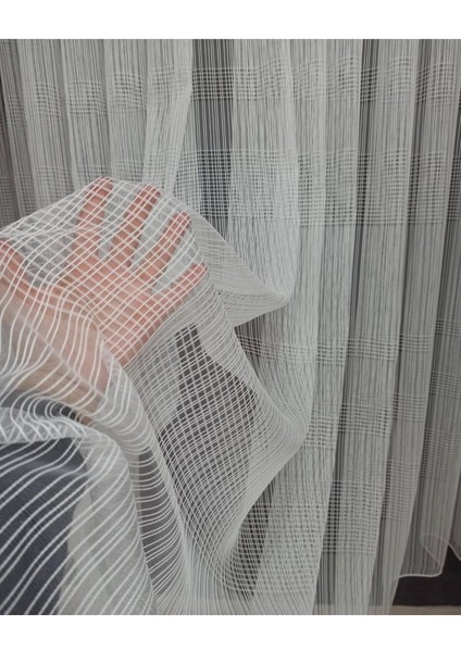 Taraklı Şeritli Zincir Tül, Düz Tül, Çizgili Tül, Salon Tülü, Sık Pile