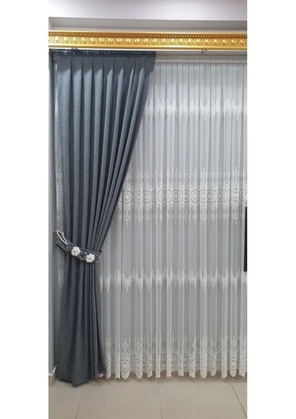 Desenli Tül Perde Ekru Kırık Beyaz Salon Kalın Salon Oturma Odası Yatak Odası Sık Pile modelleri