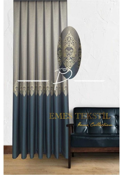 Taş - Yeşil Pano Fon Perde, Lüks Desenli Perde,blackout 1*3 Sık Pile,(Tek Kanat) fırsatları