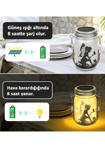 Güneş Enerjili Dekoratif LED Fener / Askılı Bahçe Feneri / Bahçe Dekorasyon Feneri / GT-SL28-2A (2 Adet)