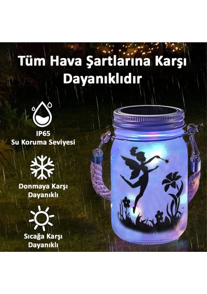 Güneş Enerjili Dekoratif LED Fener / Askılı Bahçe Feneri / Bahçe Dekorasyon Feneri / GT-SL27-2A (2 Adet)