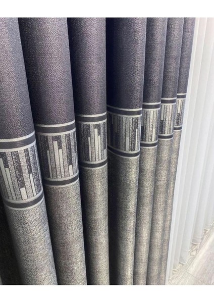 Pano Fon Perde Yeni Sezon Ritmik Desen Antrasit - Açık Gri Sık Pile (Tek Kanat)