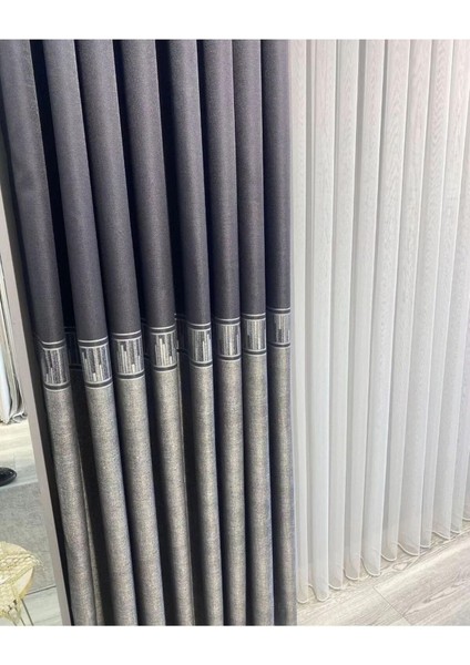 Pano Fon Perde Yeni Sezon Ritmik Desen Antrasit - Açık Gri Sık Pile (Tek Kanat) fiyatları