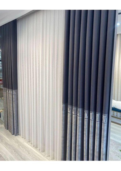 Pano Fon Perde Yeni Sezon Ritmik Desen Antrasit - Açık Gri Sık Pile (Tek Kanat) fırsatları