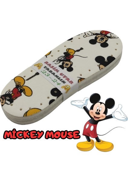 Renkli çocuk patik tabanı, deriden yapılmış 5 çift Mickey Mouse karakterli, üç katmanlı
