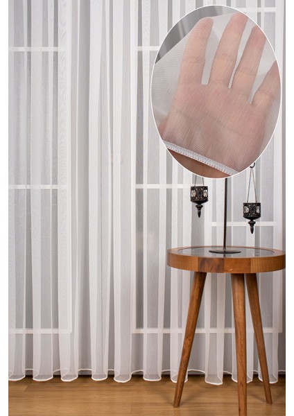 Zarif Kırışmaz Tül Perde 400 x 210 cm Kırık Beyaz Sık Pile Salon Kullanımı İçin indirimleri