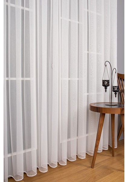 Zarif Kırışmaz Tül Perde 400 x 210 cm Kırık Beyaz Sık Pile Salon Kullanımı İçin