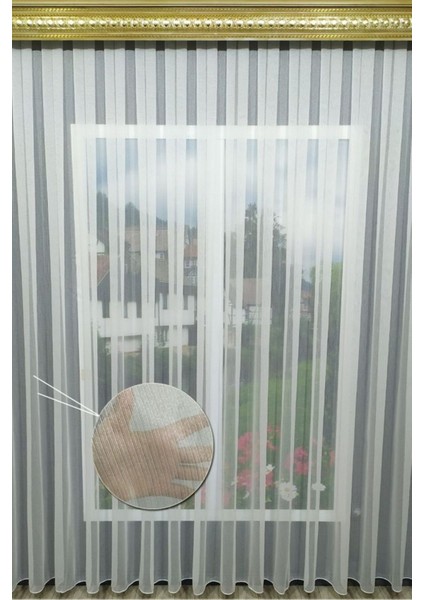 Lüks Kanada Tül Perde Çizgili Gramajlı Ütü Istemez Kırışmaz Sık Pile (En x Boy) fırsatları