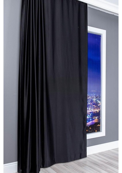 Siyah Güneşlik Karartma Blackout Saten Işık Geçirmez Ütü Istemez (En x Boy)