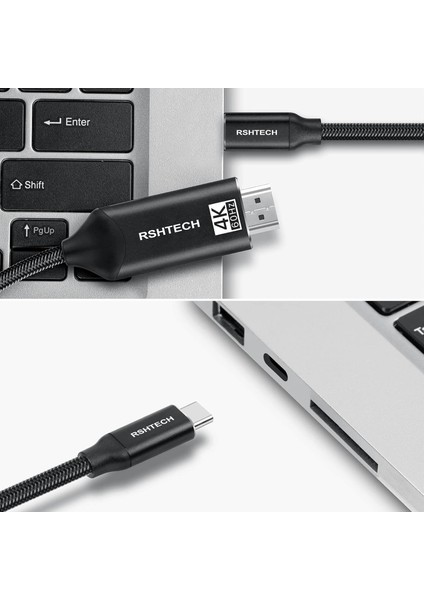 USB C - HDMI Kablosu 4K 60Hz Type C - HDMI Kablosu 4K 60HZ Örgü Kablo