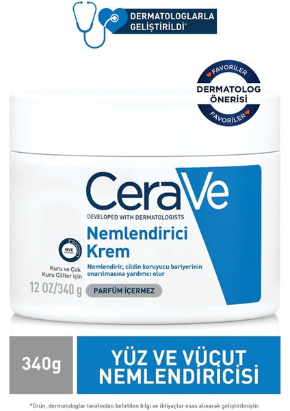 Cerave Kuru Ciltler Için Hyalüronik Asitli Su Bazlı Yağsız Nemlendirici Yüz Bakım Kremi 340 gr