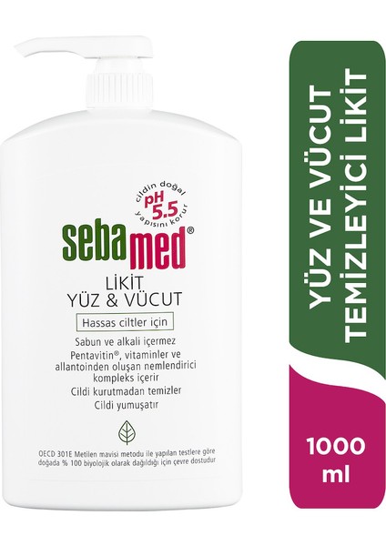 Yüz ve Vücut Temizleyici Likit 1000ml (3 Lü Set)