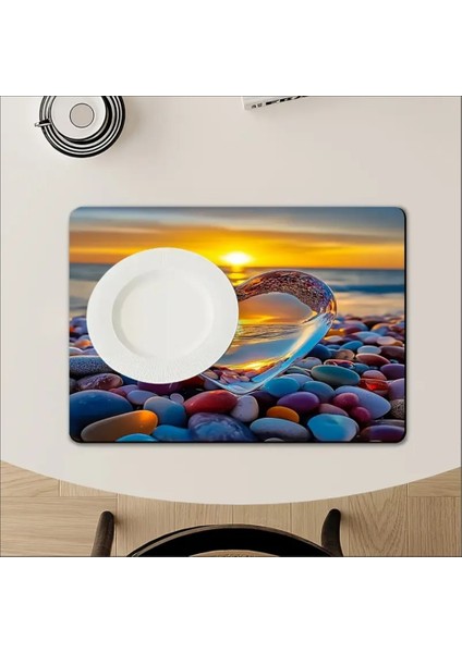 55 cm x 45 cm Denizin Kalbi Tasarımı Tezgah Üstü Bulaşık Kurutma Matı Bulaşıklık Kurutma Örtüsü modelleri