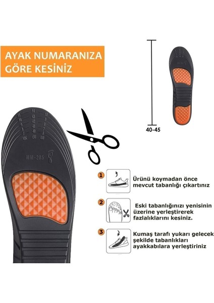 Darbe Emici Memory Foam Ayakkabı Tabanlığı, Çukur Tabanlar İçin, Kemer Destekli, 40-46 modelleri