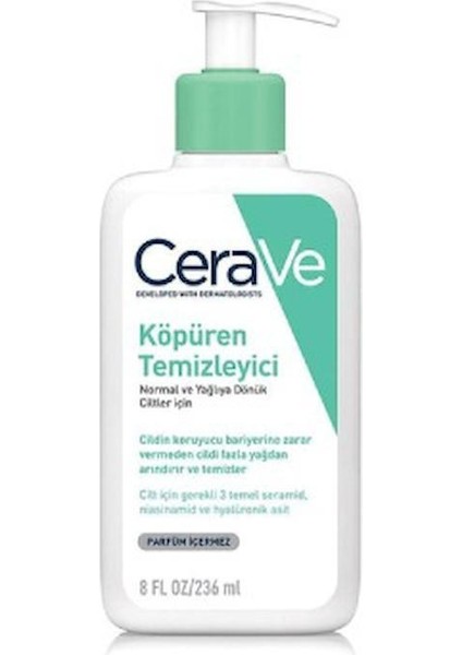 Cerave Foaming Cleanser Normal ve Yağlıya Dönük Ciltler Için Temizleyici 236 ml