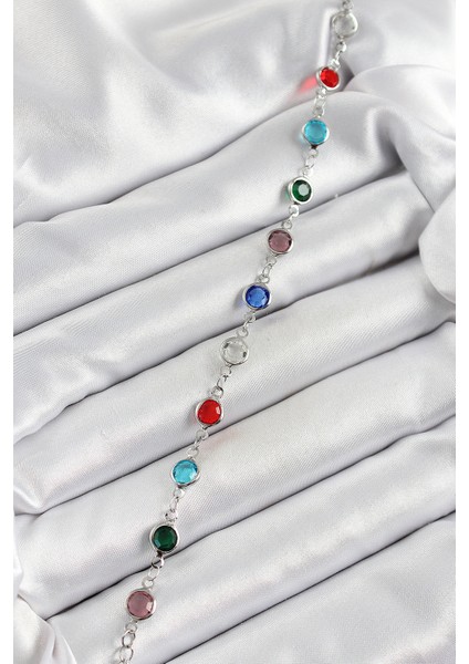 Pirinç Gümüş Renk Karışık Renk Zirkon Taşlı Kadın Bileklik fiyatları