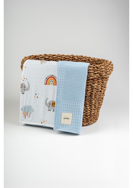 90 x 90 Çok Desenli Çift Yönlü Müslin Bebek Örtüsü, Çok Amaçlı Waffle Müslin Örtü & Battaniye