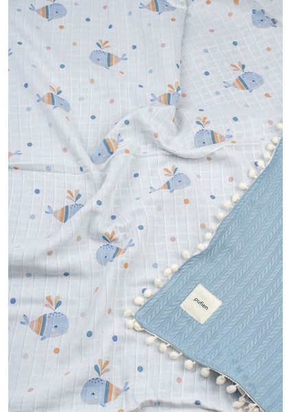 90 x 90 Ponponlu Desenli Çift Yönlü Müslin Bebek Örtüsü, Çok Amaçlı Örgü Müslin Örtü & Battaniye fiyatları