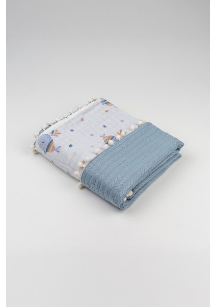 90 x 90 Ponponlu Desenli Çift Yönlü Müslin Bebek Örtüsü, Çok Amaçlı Örgü Müslin Örtü & Battaniye modelleri