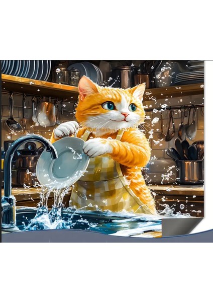 55 cm x 45 cm Bulaşıkcı Kedi Tasarımı Tezgah Üstü Bulaşık Kurutma Matı Bulaşıklık Kurutma Örtüsü fiyatları