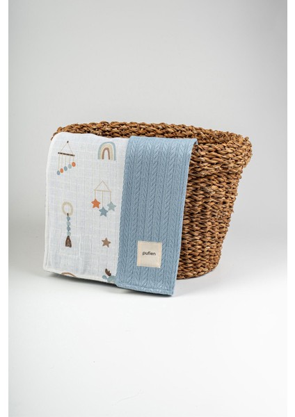 90 x 90 Çok Desenli Çift Yönlü Müslin Bebek Örtüsü, Çok Amaçlı Örgü Battaniye