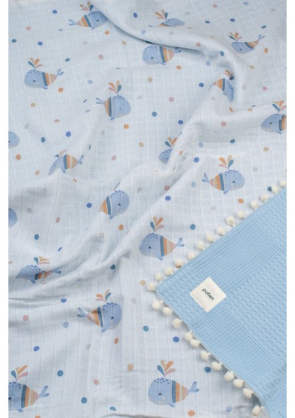 90 x 90 Ponponlu Desenli Çift Yönlü Müslin Bebek Örtüsü, Çok Amaçlı Waffle Müslin Örtü & Battaniye fiyatları