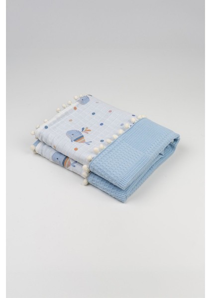 90 x 90 Ponponlu Desenli Çift Yönlü Müslin Bebek Örtüsü, Çok Amaçlı Waffle Müslin Örtü & Battaniye modelleri