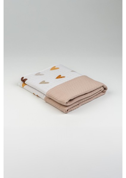 90X90 Kalp Desenli Çok Amaçlı Müslin Bebek Örtüsü, Waffle Bebek Örtü & Battaniye modelleri