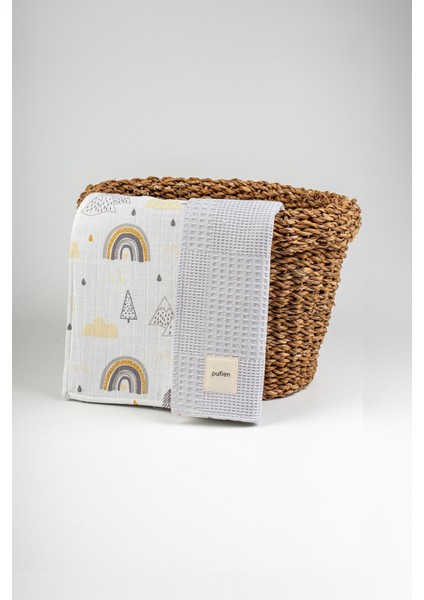 100X140 Çok Desenli Çift Yönlü Müslin Bebek Örtüsü, Çok Amaçlı Waffle Müslin Örtü & Battaniye