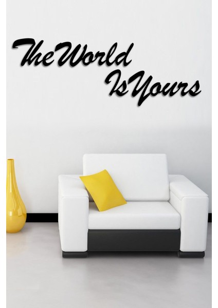 Siyah Ahşap The World Is Yours Duvar Dekoru Oturma Yatak Odası Ofis Için Duvar Motivasyon Yazısı