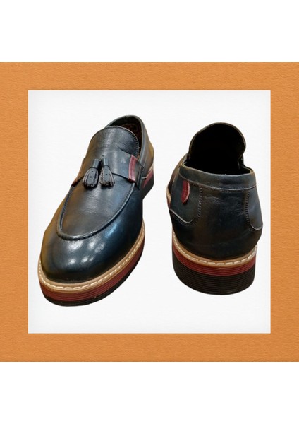 Lacivert Püsküllü Model Deri Casual Sneaker Büyük Beden 48 Numara Taraklı Kalıp modelleri