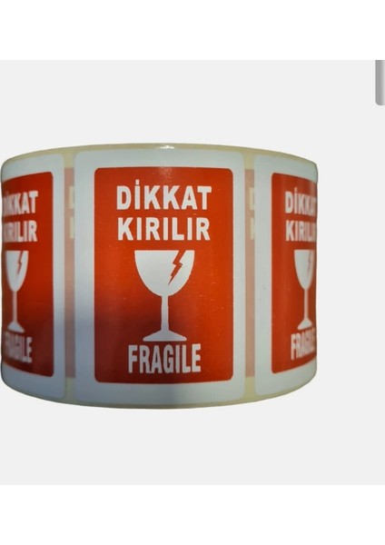 Etiket Dikkat Kırılır Etiketi 1000 'li Sarım 2 Rulo