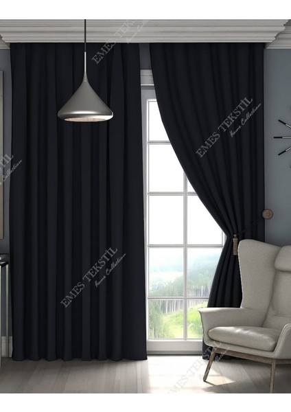Siyah Blackout Karartma Işık Geçirmez Güneşlik Kalın Perde (En x Boy - Pilesiz Tek Kanat)