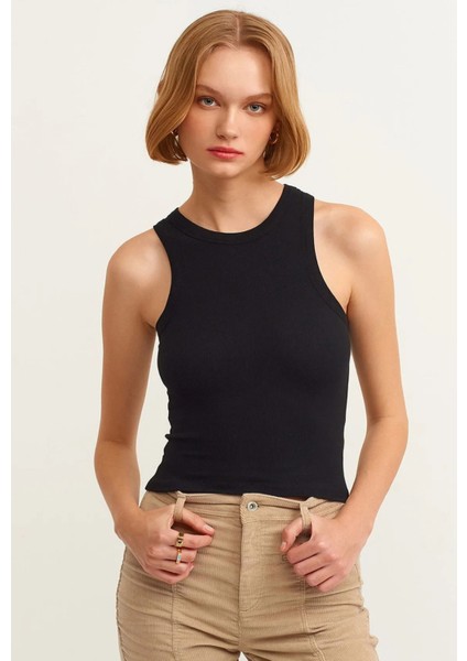 Kadın Fitilli Pamuklu Sıfır Kol Atlet