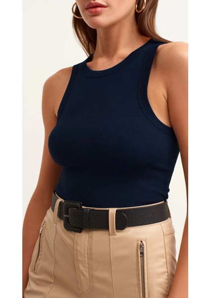 Kadın Fitilli Pamuklu Sıfır Kol Atlet