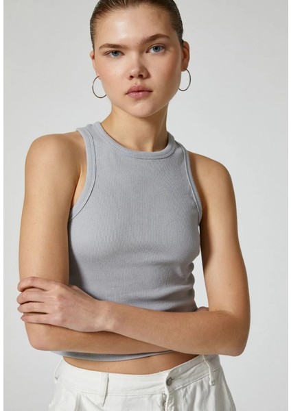 Kadın Fitilli Pamuklu Sıfır Kol Atlet