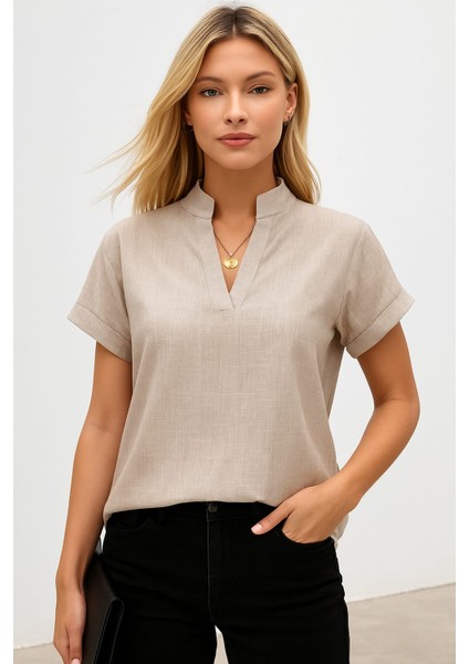 Kadın Kısa Kollu Hakim Yaka Sofya Bluz fiyatları