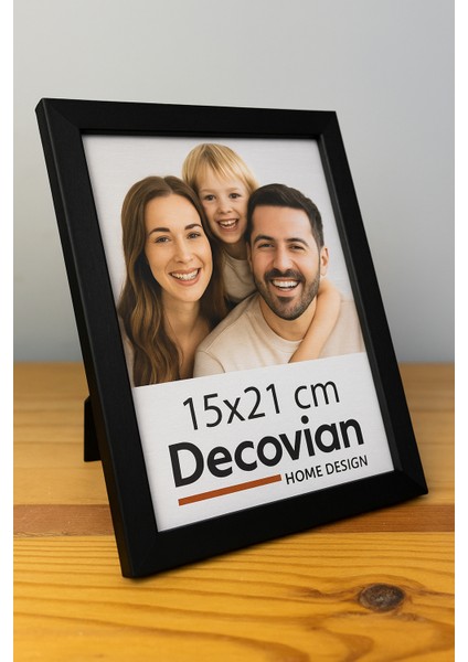 Doğal Ahşap Modern Ayaklı Tekli Fotoğraf Çerçevesi - Siyah Renkli Masaüstü Çerçeve- Boş Resimsiz