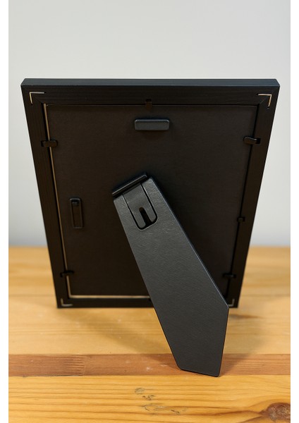 Doğal Ahşap Modern Ayaklı Tekli Fotoğraf Çerçevesi - Siyah Renkli Masaüstü Çerçeve- Boş Resimsiz modelleri