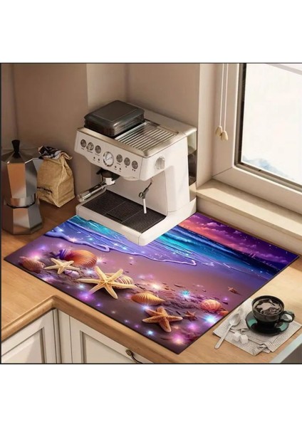 55 cm x 45 cm Okyanus Esintisi Tasarımı Tezgah Üstü Bulaşık Kurutma Matı Bulaşıklık Kurutma Örtüsü fiyatları