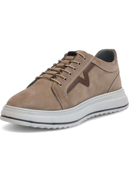 2182-DROPLAND Hakiki Deri Üst Kalite Anatomik Tabanlı Erkek Günlük Sneakers Ayakkabı - NKT02182-KUM-41