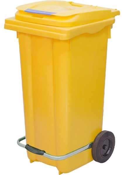 120 Lt Sarı Metal Pedallı Çöp Konteyneri (Isıya Dayanıklı)