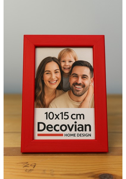 Doğal Ahşap Modern Ayaklı Tekli Fotoğraf Çerçevesi - Kırmızı Renkli Masaüstü Çerçeve- Boş Resimsiz fiyatları