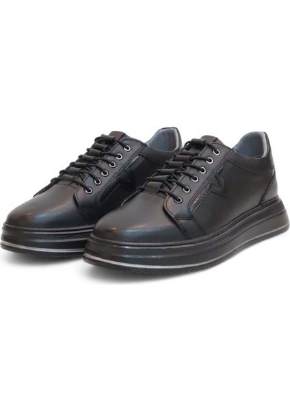 2182-DROPLAND Hakiki Deri Üst Kalite Anatomik Tabanlı Erkek Günlük Sneakers Ayakkabı - NKT02182-SIYAH-42 fiyatları