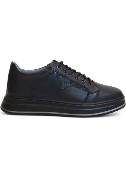 2182-DROPLAND Hakiki Deri Üst Kalite Anatomik Tabanlı Erkek Günlük Sneakers Ayakkabı - NKT02182-SIYAH-42 indirimleri
