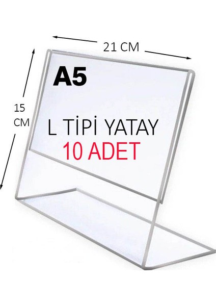 HEROGLAS(10ADET) A5 L Tipinde Yatay Masa Üstü Şeffaf Pleksi / Föylük-Fiyatlık-Menü-Broşürlük