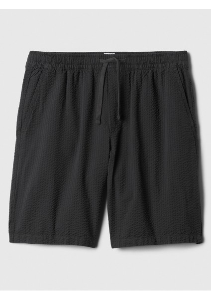 Erkek Siyah 8" Easy Seersucker Şort
