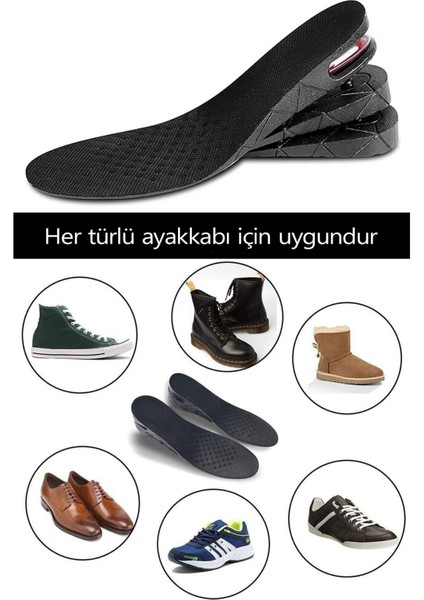 UltraNova 7 cm gizli topuk yükseltici silikon tabanlık, unisex, boy uzatma, rahat ve şık kullanım