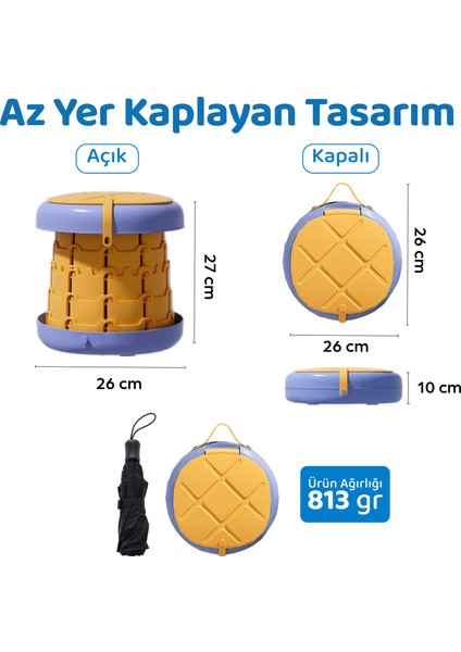 Lazımlık Portatif Katlanabilir Taşınabilir Çocuk Tuvaleti, 80KG Taşıma Kapasiteli, Tabure, Sarı