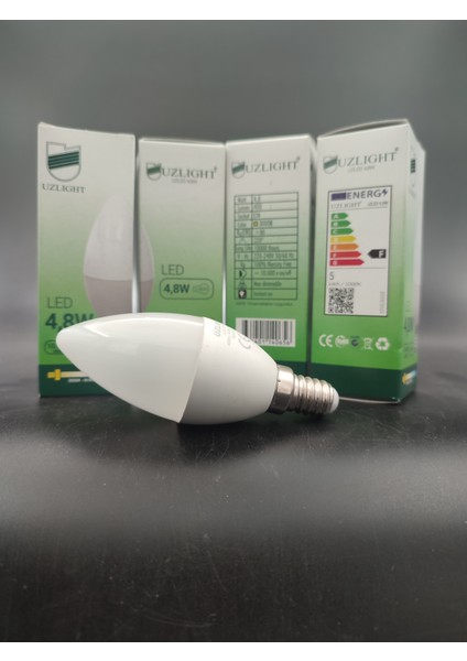 LED Ampul (E.14) Mum Ampul.gün Işığı (4,8 Watt=40 Watt)(4.adetli Paket)